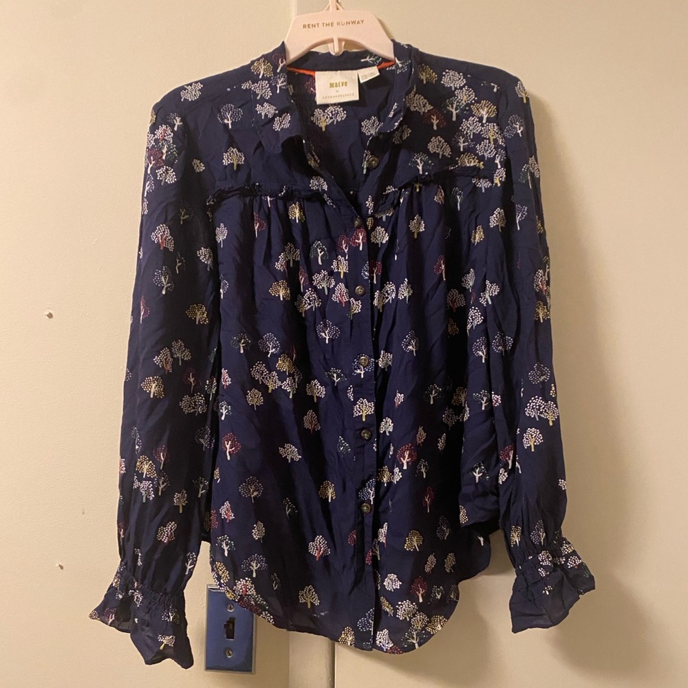 Maeve by Anthropologie navy blue blouse